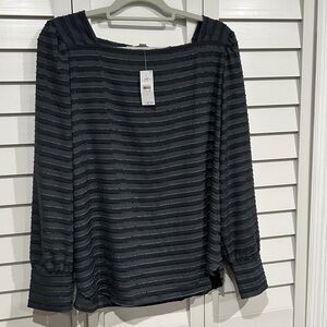 LOFT Charcoal Textured Top